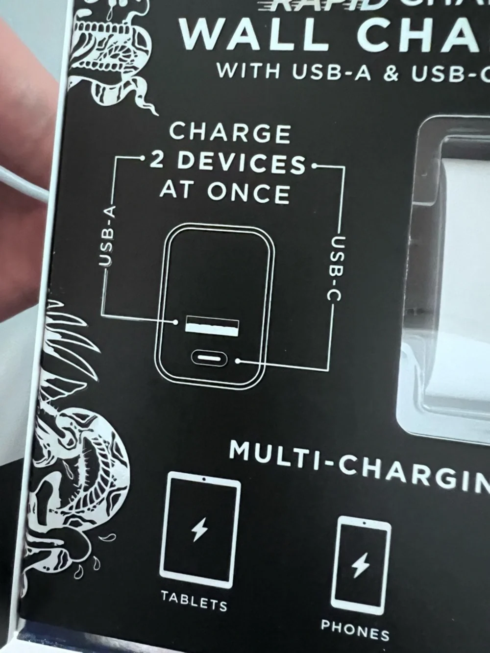 Ed Hardy Rapid Charge Wall Charger with Skull & Rose Tattoo Graphic
